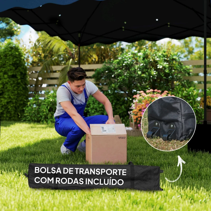 Outsunny Tenda Dobrável Pop UP Tenda 3x3 m Tenda para Eventos com Proteção UV50+ Altura Ajustável e Bolsa de Transporte Azul