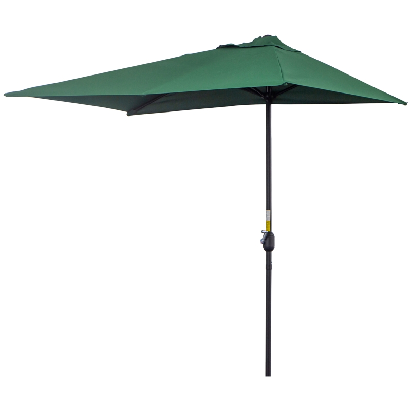 Outsunny Chapéu de Sol Semicircular 230x130x245 cm Chapéu de Sol para Parede com Manivela Proteção UV 30+ e Mastro Metálica Ø38 mm Verde
