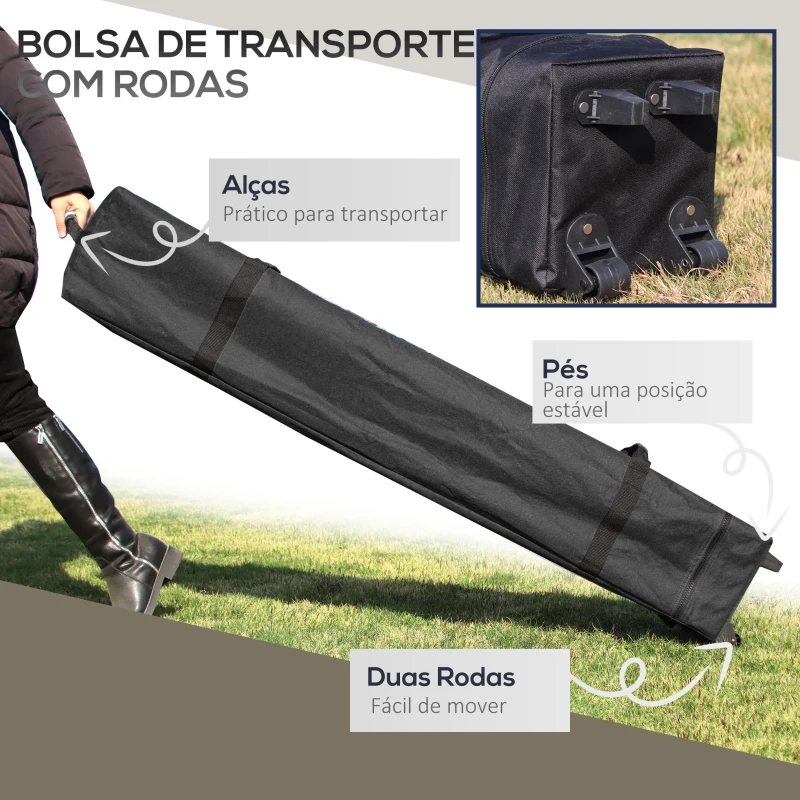 Outsunny Tenda Dobrável Pop-UP 3,92x3,92x2,83 m com Altura Ajustável Proteção UV50+ Rede Mosquiteira e Bolsa de Transporte Cinza