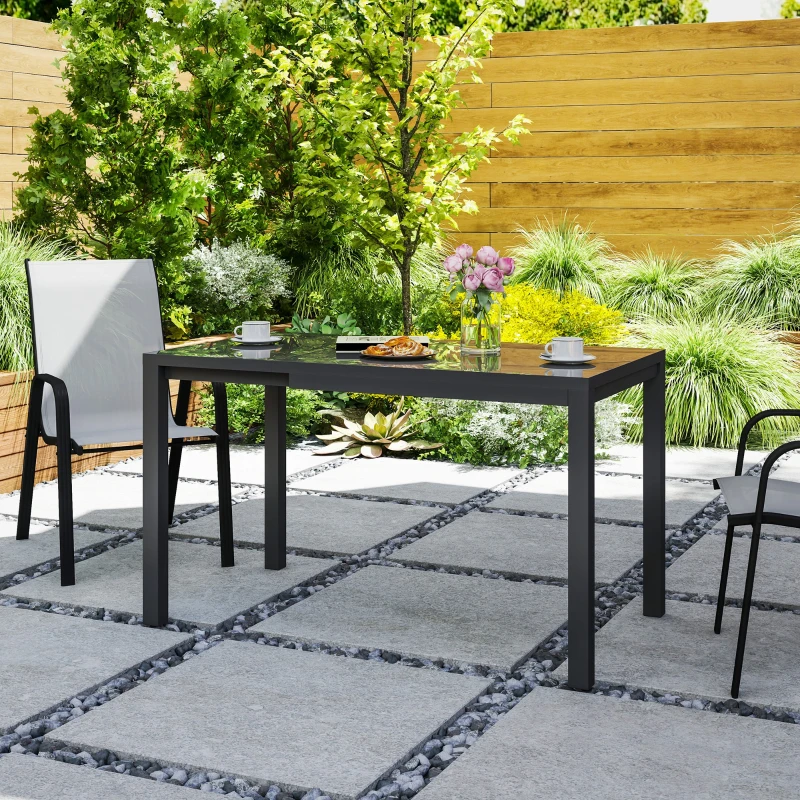 Outsunny Mesa de Comedor Extensible de Exterior de 85-125 cm para 4-6 Personas Mesa Rectangular para Porche Terraza Jardín
