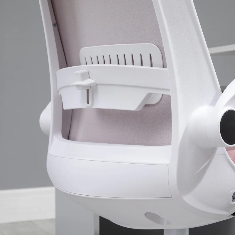 Vinsetto Sedia da Ufficio Ergonomica ad Altezza Regolabile, in Tessuto Effetto Velluto, 62.5x60x94-104 cm, Bianco e Rosa(m-9)