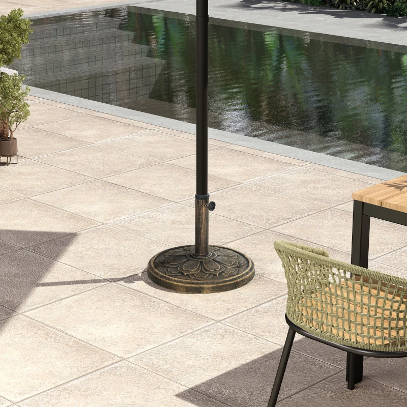 Outsunny Base para Chapéu de Sol Redonda Suporte para Chapéu de Sol  Preenchível com Cimento Peso 12 kg Ø46x33 cm Bronze