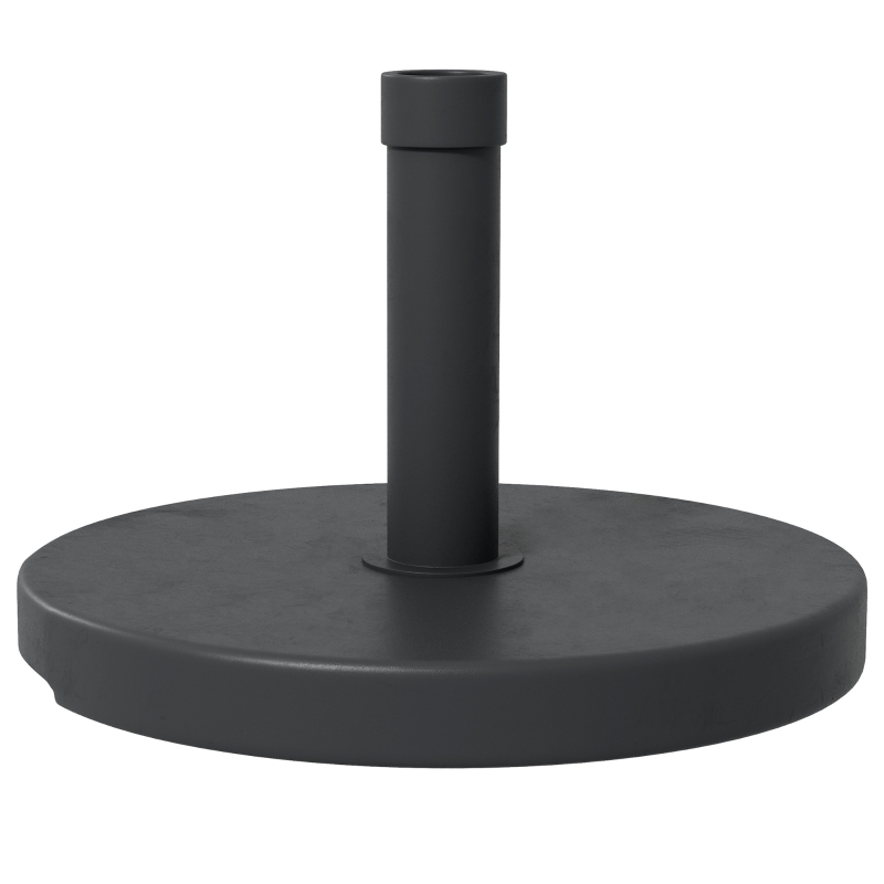 Outsunny Base per Ombrellone da 15kg Rotonda per Pali da Ø24-38mm, Plastica e Cemento, Ø46.5 cm, Nero
