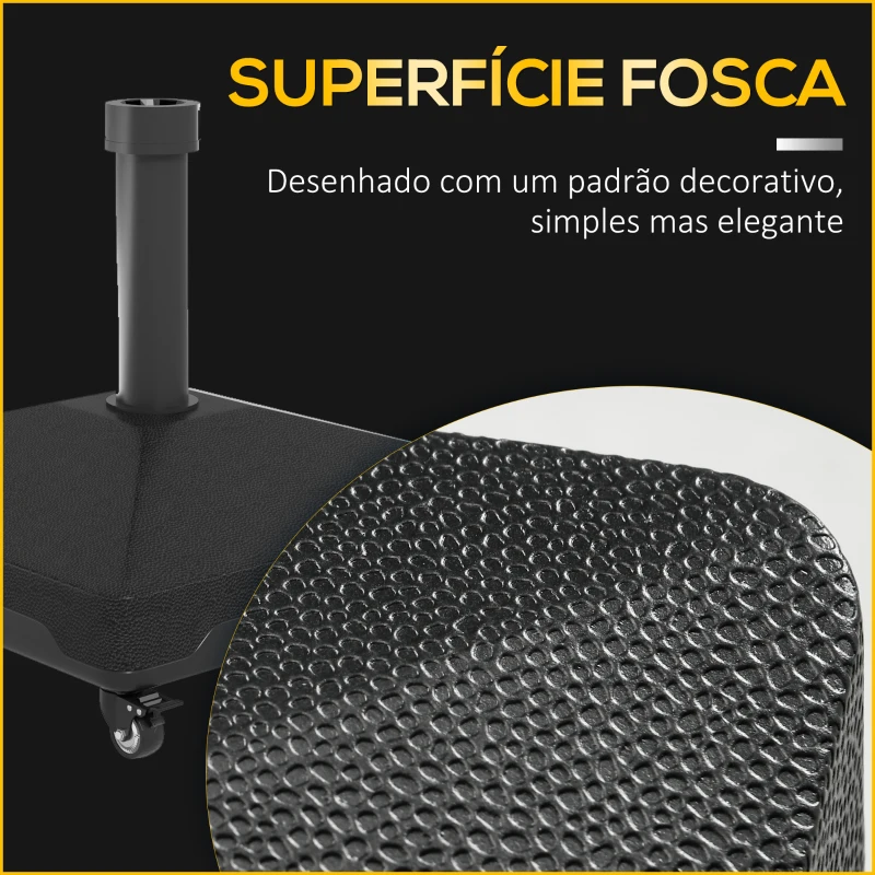 Outsunny Base para Chapéu de Sol Quadrada Suporte para Chapéu de Sol Preenchível com Água 17kg ou Areia 21kg 45x45x40 cm Preto