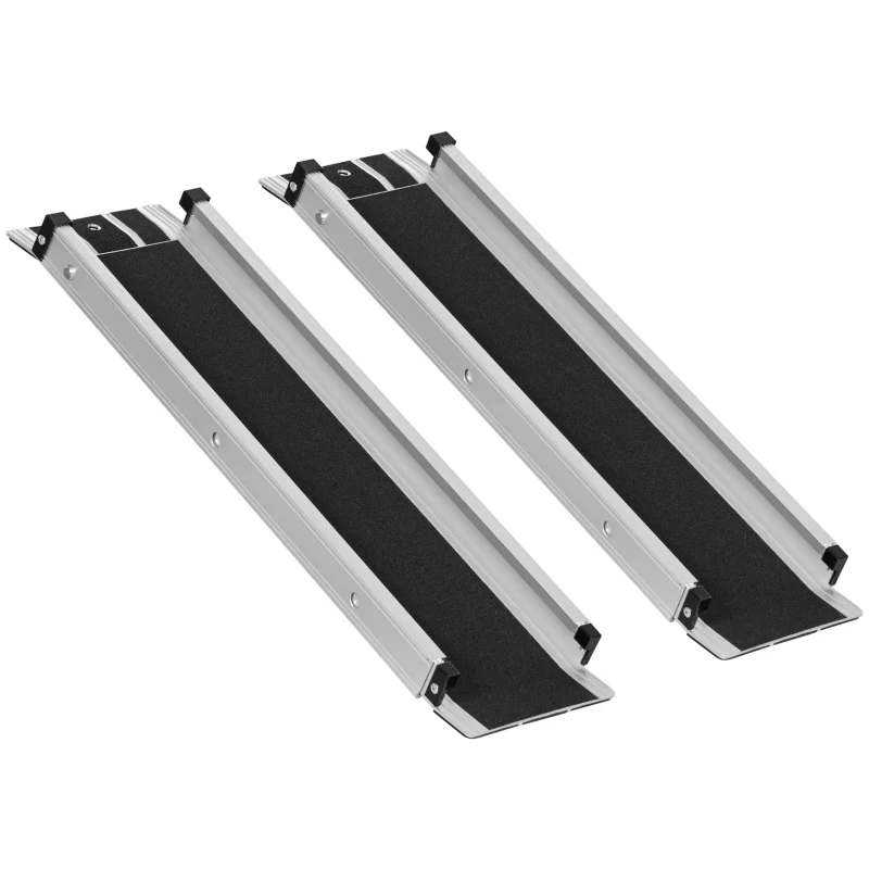 HOMCOM Set of Two 122cm Three-Level Aluminium Wheelchair Ramps