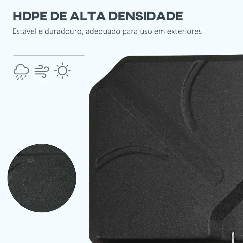 Outsunny Base para Chapéu de Sol de 4 Peças Recarregável com Areia 72 kg ou Água 56 kg para Jardim Pátio ou Terraço Preto