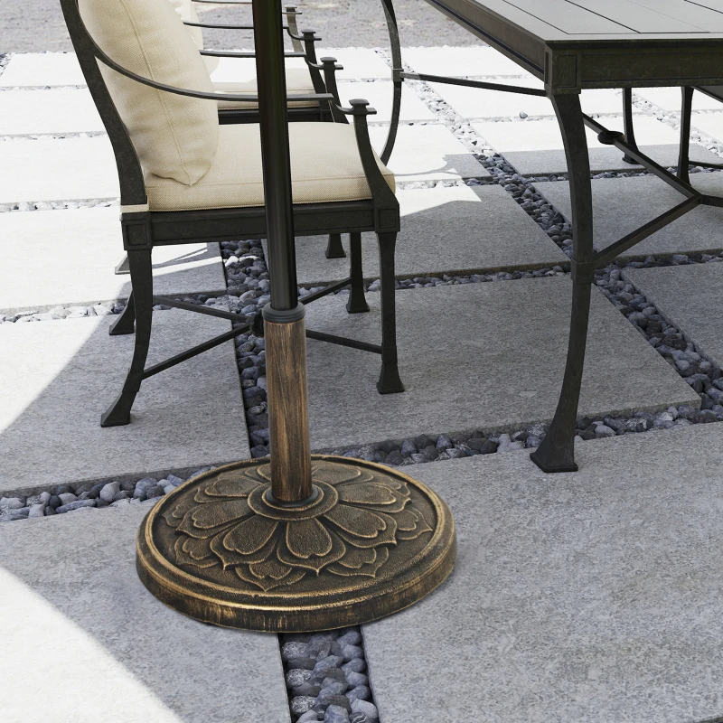 Outsunny Base para Chapéu de Sol Redonda Suporte para Chapéu de Sol  Preenchível com Cimento Peso 12 kg Ø46x33 cm Bronze