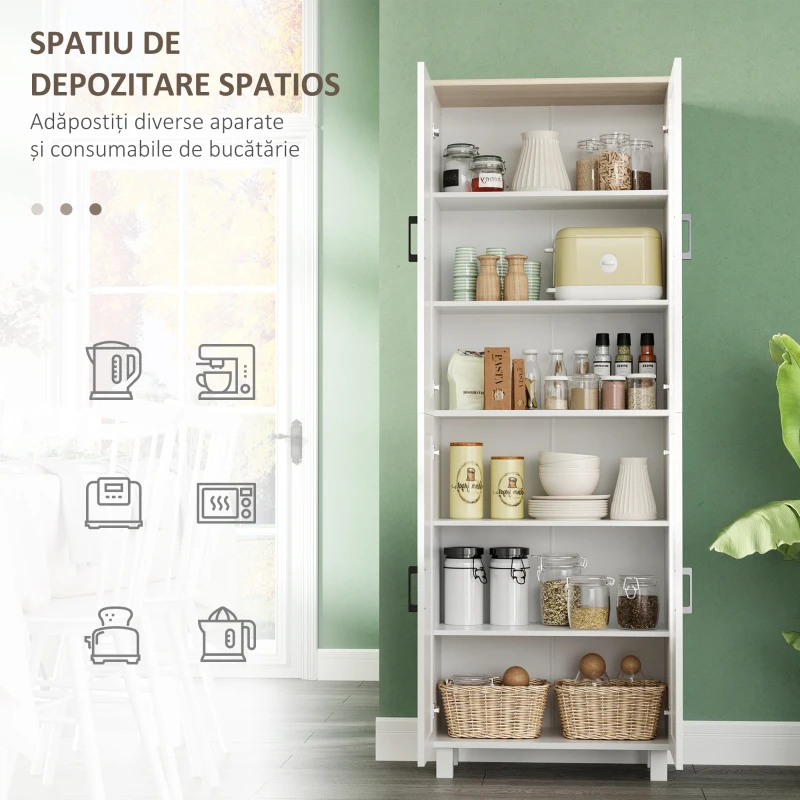 Homcom Dulap Bucatarie Alb – 5 Rafturi