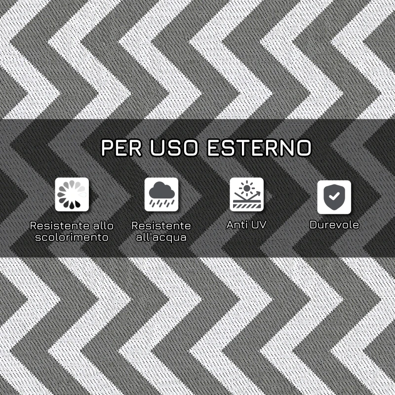 Outsunny Tappeto da Esterno Reversibile con Fantasia Geometrica, 121x182 cm, Grigio e Bianco