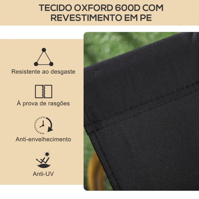 Outsunny Conjunto de 2 Cadeiras Dobráveis de Campismo  Portáteis com Apoios de Braços e Estrutura de Aço 54x59x78 cm Preto