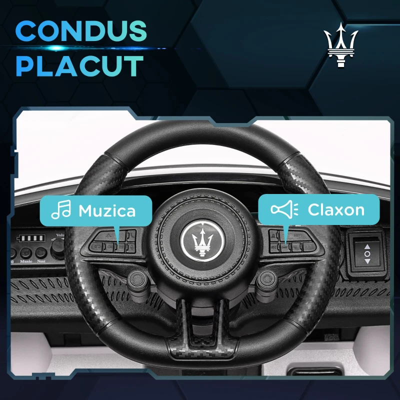 AIYAPLAY Mașinuță Electrică pentru Copii 3-5 Ani cu 2 Motoare, Telecomandă și Muzică, 98x59x43 cm, Alb