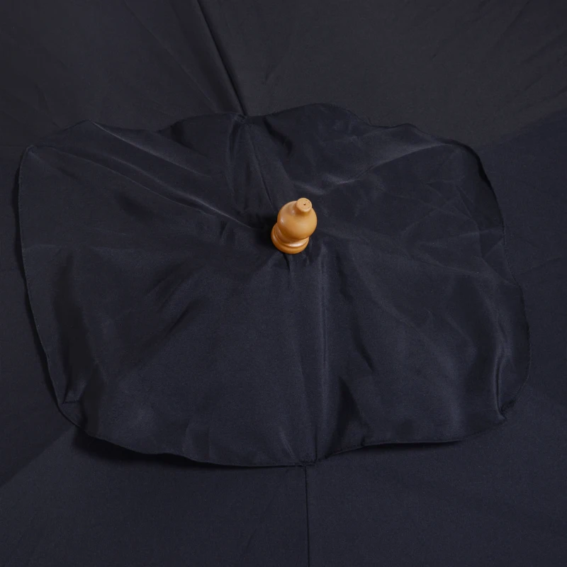 Outsunny 2 x 3m Wooden Garden Parasol Umbrella Outdoor Sun Shade Canopy, Black