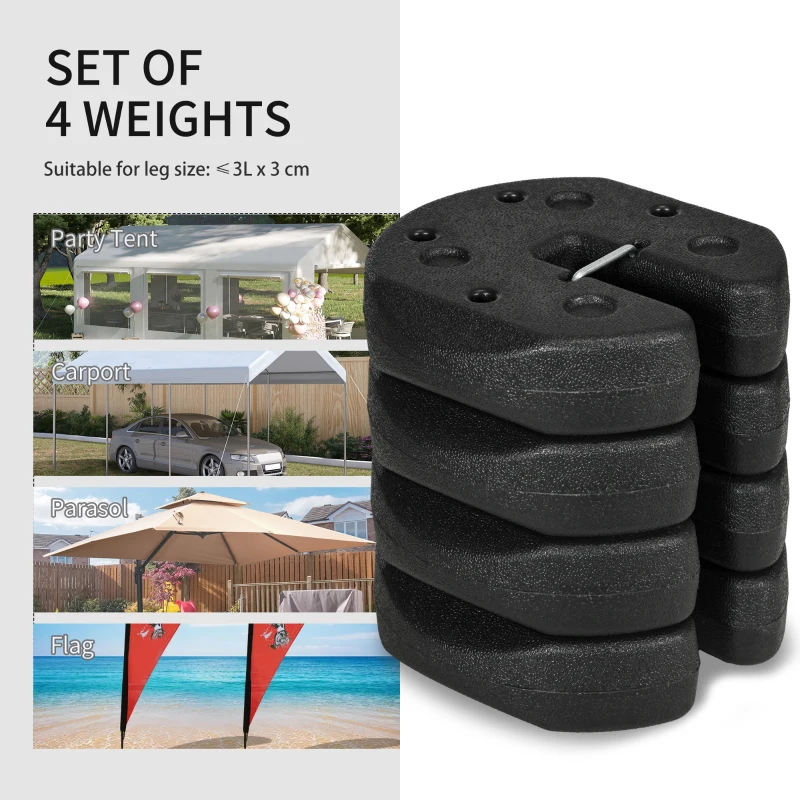 Outsunny Total 12KG Gazebo Weights Set of 4, Weights for Gazebo Legs with Reinforce Pins and Carry Belt, for Canopies Tents