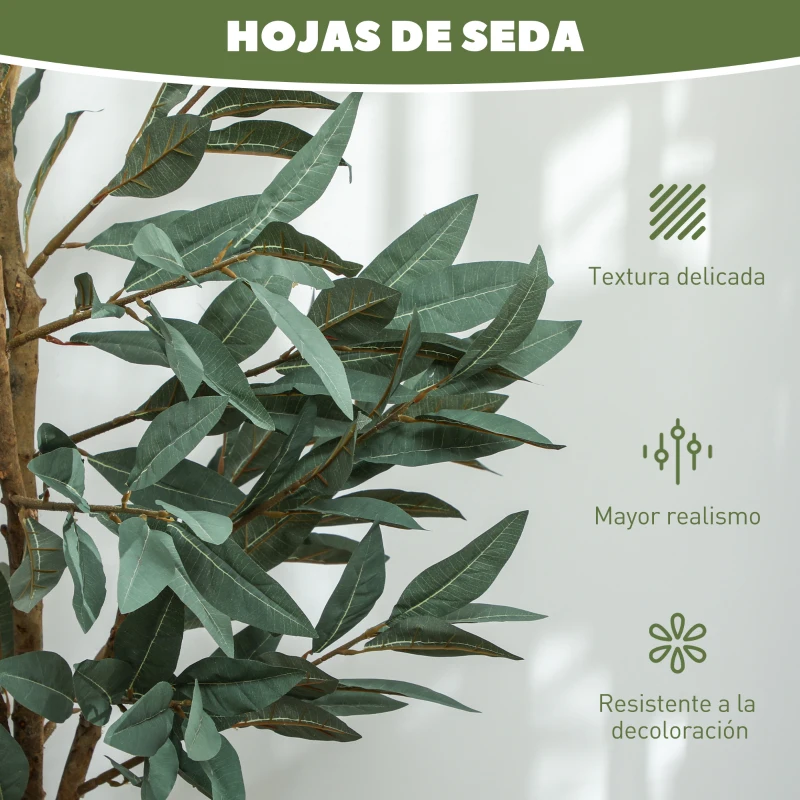 HOMCOM Árbol Artificial de Laurel 120 cm Decoración para Hogar Oficina Balcón Dormitorio Verde