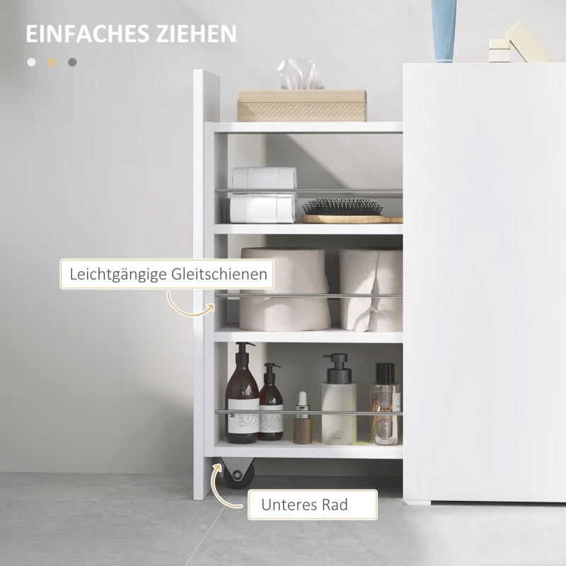 HOMCOM Smalle Badkamerkast, Vloerkast met Diepe Lade, Vrijstaande Badkamerschank, Spaanplaat, Wit