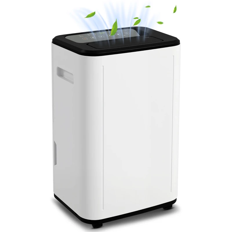 HOMCOM Deshumidificador Eléctrico Depósito de Agua 6 Litro 20L/día con 3 Modos 2 Velocidades Temporizador 33,5x26x53 cm Blanco