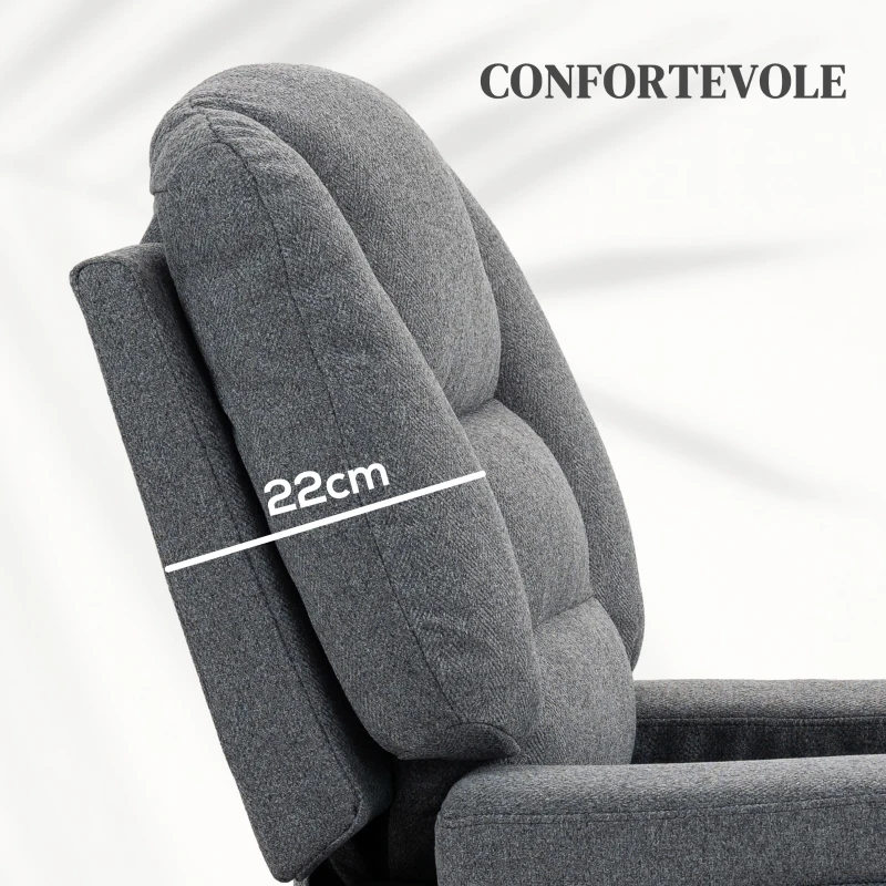 HOMCOM Poltrona Alzapersona Reclinabile con 8 Punti Massaggianti, in Tessuto Effetto Lino, 97x90x102 cm, Grigio