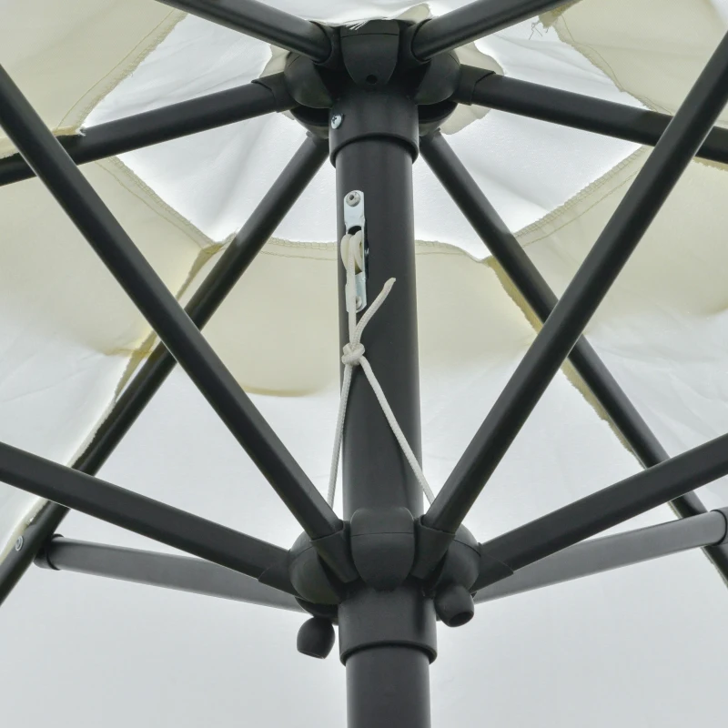 Outsunny Ombrellone da Giardino Inclinabile 2.3x2.2m con Manovella, Palo in Metallo e 6 Stecche, Crema