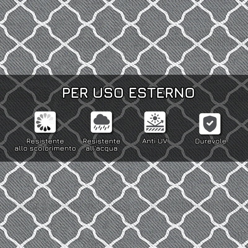 Outsunny Tappeto per Esterno Pieghevole e Reversibile con Borsa di Trasporto, 182x274 cm Grigio Chiaro