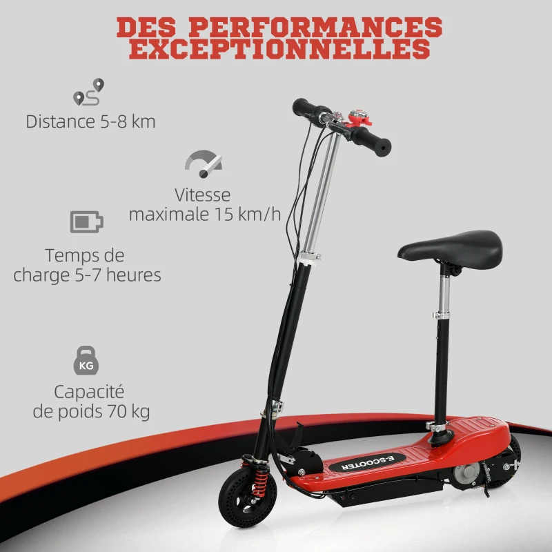 HOMCOM Trottinette électrique 120 W Pliable pour enfants 7-14 ans, 15 Km/h Max(m-4)