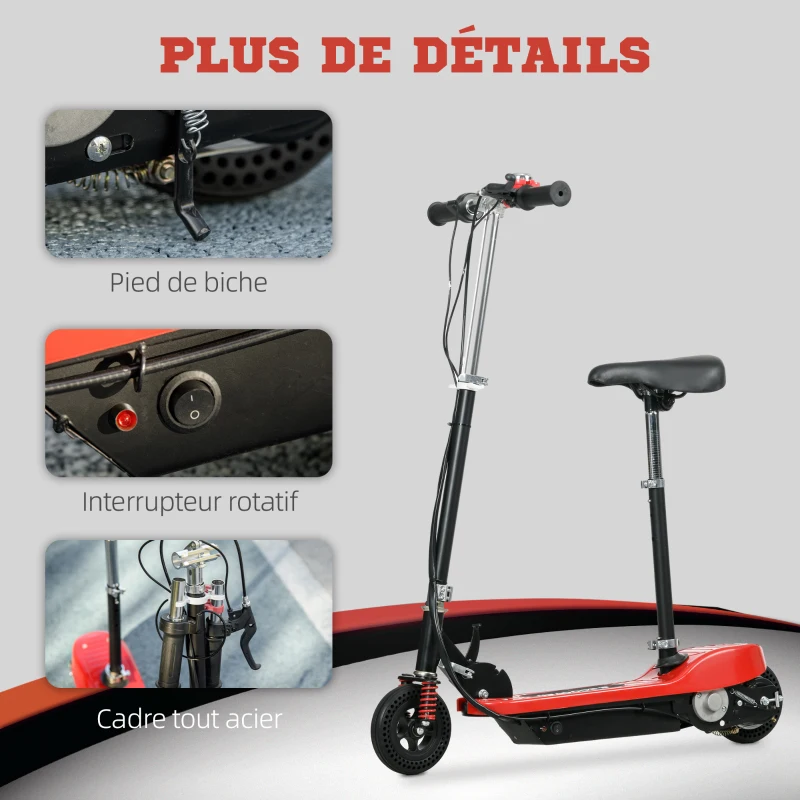 HOMCOM Trottinette électrique 120 W Pliable pour enfants 7-14 ans, 15 Km/h Max(m-8)