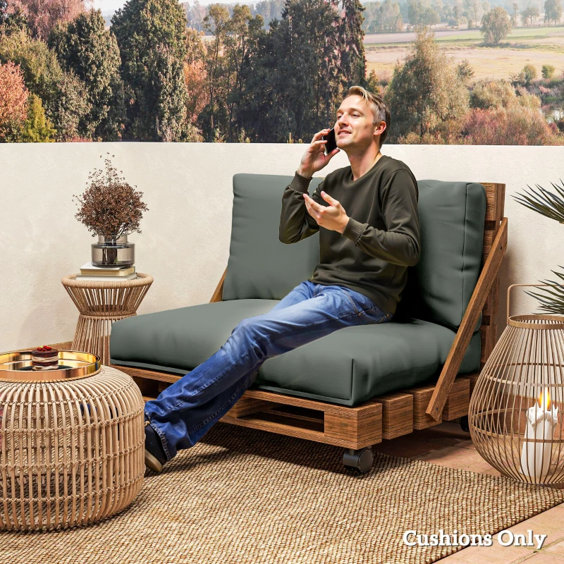 Outsunny Two Piece Seat Pallet and Back Cushions - Charcoal Grey