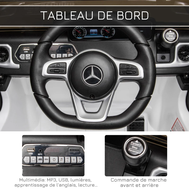 HOMCOM Voiture véhicule électrique enfant licence officielle Mercedes 12 V télécommande parentale, V. Max. 5 Km/h - blanc