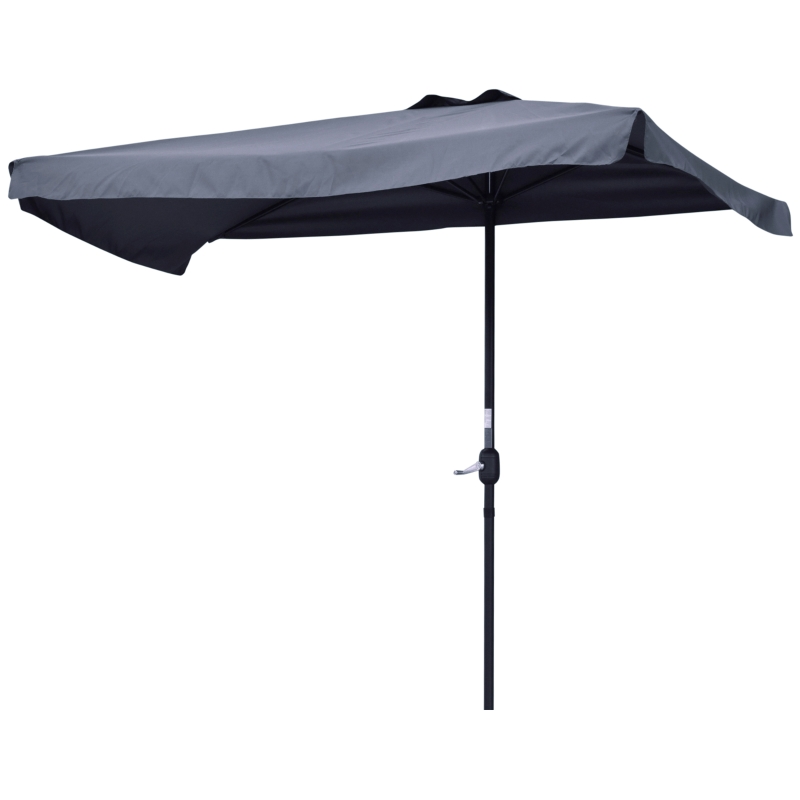 Outsunny Parasol para Pared 230x130x249 cm Sombrilla Rectangular con Manivela Protección UV Impermeable Gris Oscuro