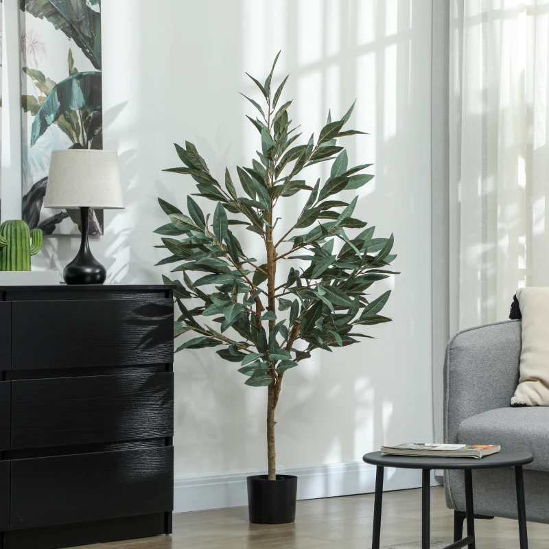 HOMCOM Árbol Artificial de Laurel 150 cm Decoración para Hogar Oficina Balcón Dormitorio Verde