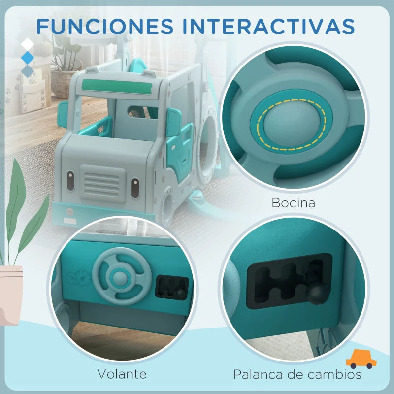 AIYAPLAY Juego de Tobogán y Columpio 6 en 1 Columpio para Niños de 18-48 Meses Carga 50 kg 201x151x87,5 cm Azul Claro