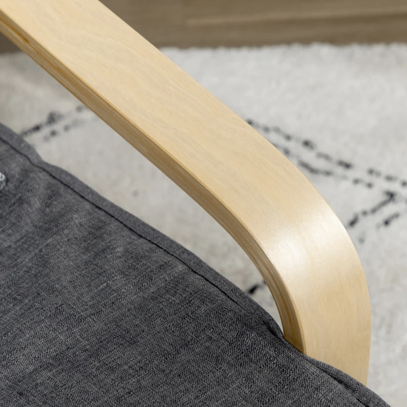 HOMCOM Akzentsessel, Relaxsessel mit verstellbarem Fußteil, Birkenholzrahmen, bis 120 kg, 66,5 x 94 x 100 cm, Grau(m-9)