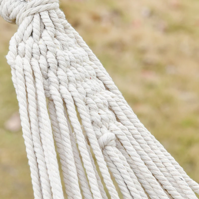 Outsunny Hamac de Voyage Portable Style bohème Chic Toile de hamac dim. totales 2,88L x 1,5l m Coton Polyester Beige