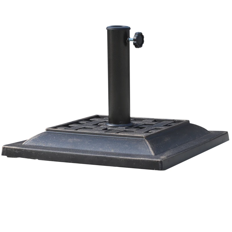 Outsunny 9kg Square Garden Parasol Base Holder Resin Outdoor Market Umbrella Stand with Adjustable Coupler, Bronze
