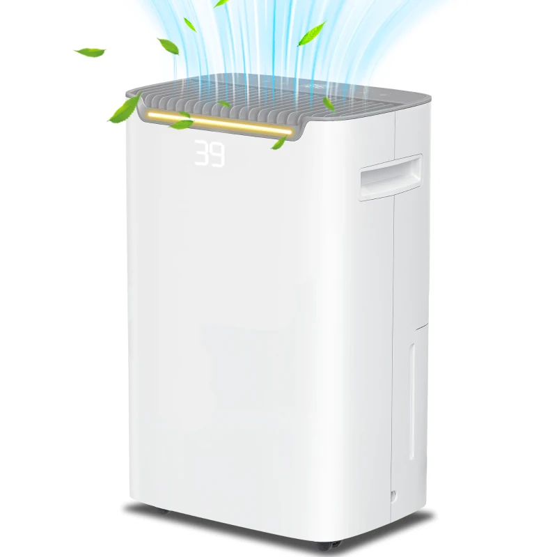 HOMCOM Deshumidificador 20L/día Depósito de Agua 2,5L Temporizador 24 H Pantalla Digital de Humedad para Dormitorio 25㎡ Blanco