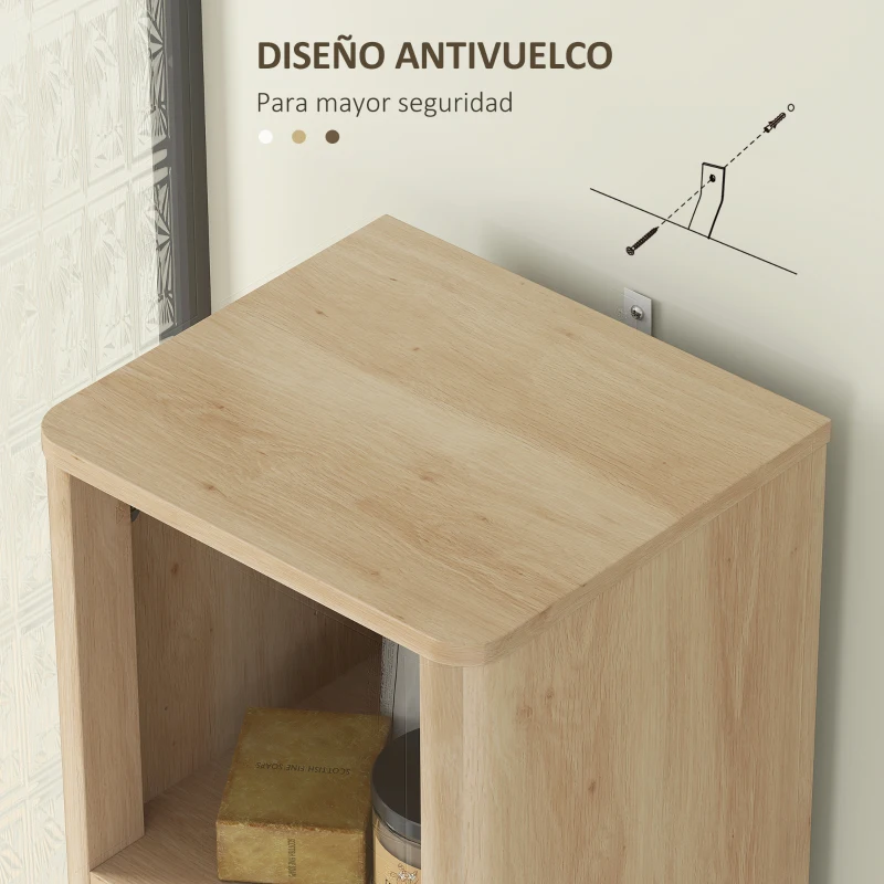 HOMCOM Columna Alta de Baño con Estantes y Cajón Diseño Compacto y Funcional para Espacios Reducidos 33x30x170 cm Tono Madera