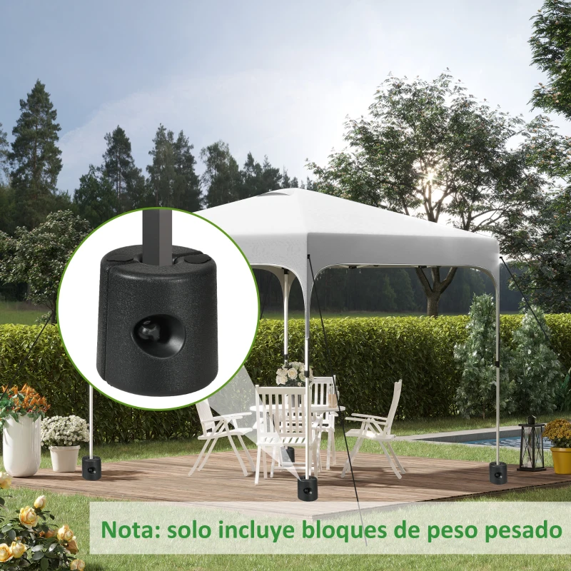 Outsunny Pack de 4 Pesos para Carpas Plegables Soportes Rellenables con 9,2 kg de Agua o 12 kg de Arena Ø24x25,5 cm Negro
