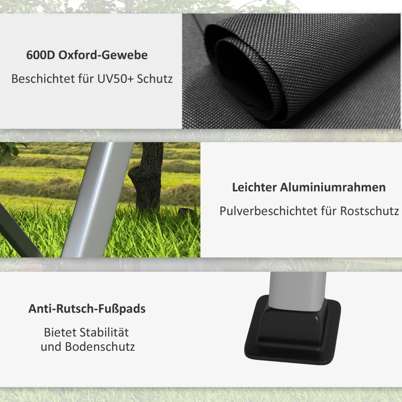 Outsunny Campingstuhl Klappstuhl Outdoorstuhl, wetterbeständig, inkl. Transporttasche, 74 x 59,5  x 98 cm, Schwarz