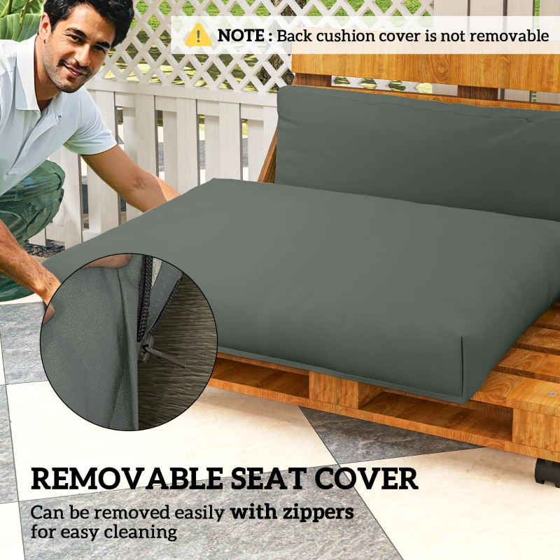 Outsunny Two Piece Seat Pallet and Back Cushions - Charcoal Grey