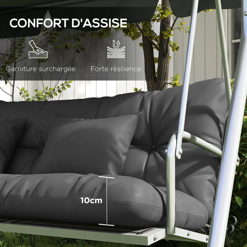 Outsunny Ensemble de 4 coussins d'extérieur pour balancelle de jardin, 1 coussin d'assise coussins de dossier et 2 oreillers