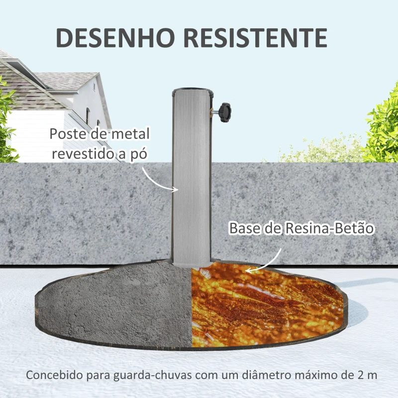 Outsunny Base para Chapéu de Sol Redonda Suporte para Chapéu de Sol  Preenchível com Cimento Peso 12 kg Ø46x33 cm Bronze
