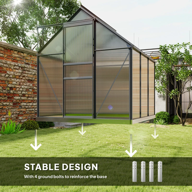 Outsunny 190 x 190cm Walk-In Polycarbonate Greenhouse
