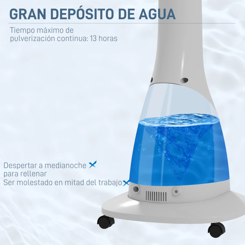 HOMCOM Ventilador Nebulizador de 3 Velocidades con Temporizador 3 Modos y Ruedas Depósito 3L 44,5x38,5x120 cm Negro y Blanco