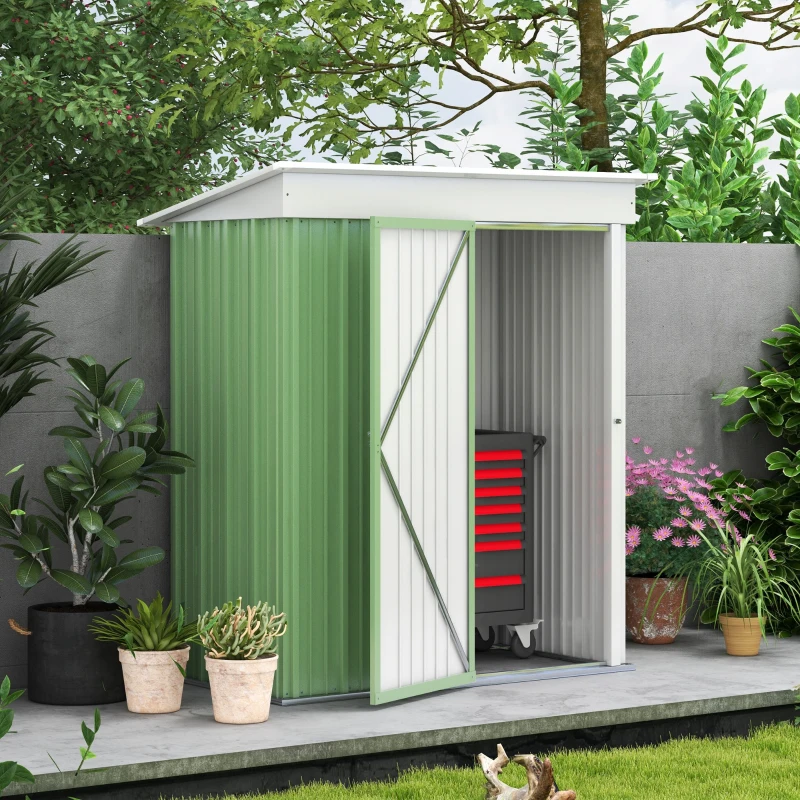 Magazie Gradina Otel Verde 161x95x163/181 cm cu Usa Blocabila(m-9)