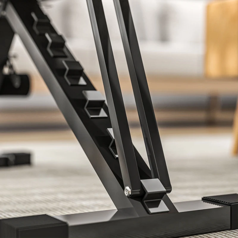 SPORTNOW Banco de Abdominais Ajustável Banco de Musculação Dobrável para Treino de Corpo Completo 82x35x42,5-107 cm Preto