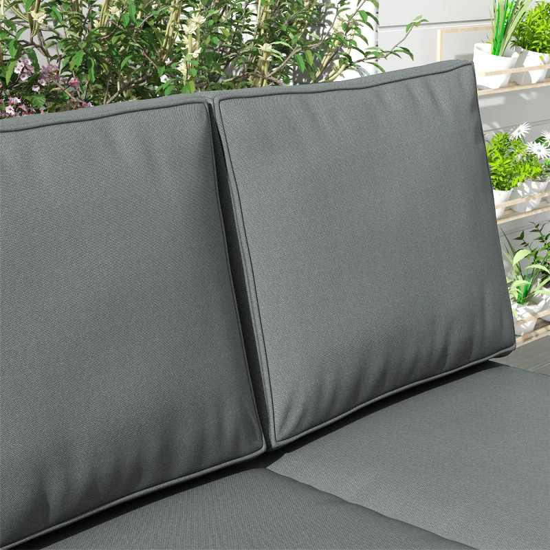 Outsunny 2 Seater Back and Seat Cushion Pillows Replacement, Patio Chair Cushions Set for Indoor Outdoor, Charcoal Grey