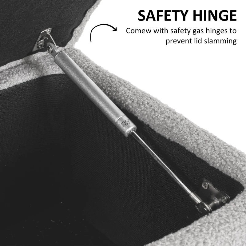 HOMCOM 57L Storage Ottoman, End of Bed Bench with Wooden Legs, Fabric Footstool for Living Room, Bedroom, 95 x 38 x 45cm, Grey