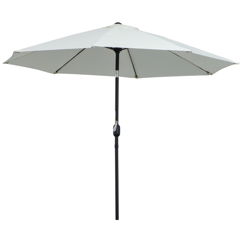 Outsunny Ombrellone da Giardino Rotondo con Manovella e Inclinabile a 3 Livelli, Ø265x240 cm, Crema