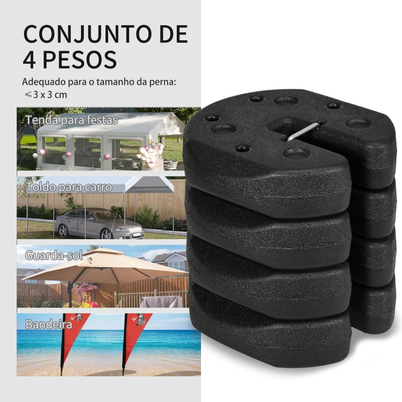 Outsunny Conjunto de 4 Pesos para Tendas Dobráveis Pesos para Pérgola Preenchidos com Cimento Bases para Toldo Pérgola Ø22x5,5 cm Preto