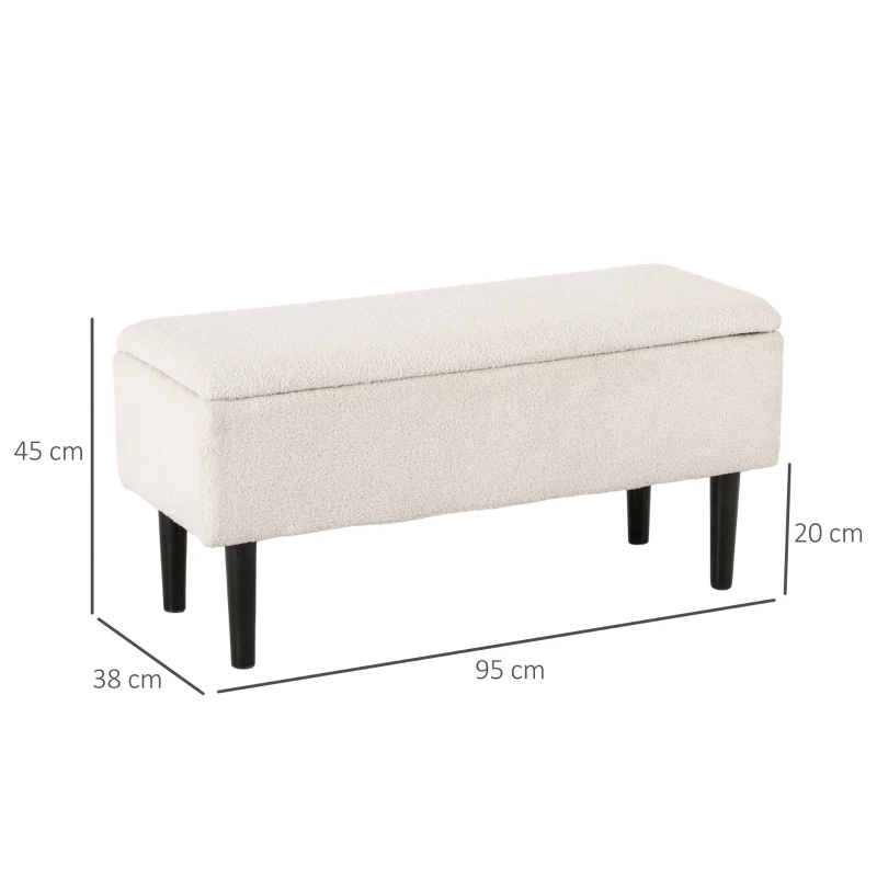 HOMCOM Vintage design zitbank, schoenenbank, verborgen opbergruimte, kasjmier-look, beige + zwart(m-3)