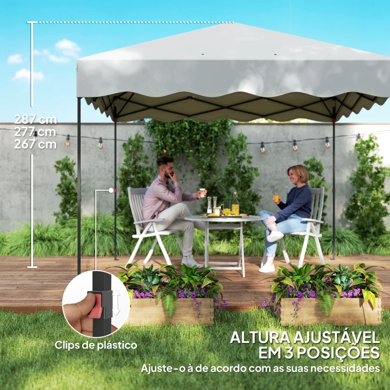 Outsunny Tenda Dobrável Pop UP Tenda 3x3 m Tenda para Eventos com Proteção UV50+ Altura Ajustável e Bolsa de Transporte Branco